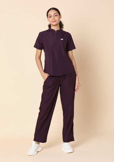 Women's Mandarin Collar (Wine) Scrub