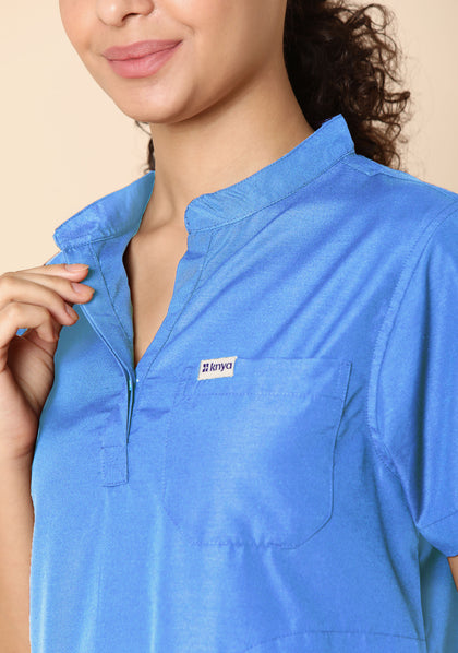 Classic Women's 5-Pocket Mandarin Collar (Ceil Blue) Scrub