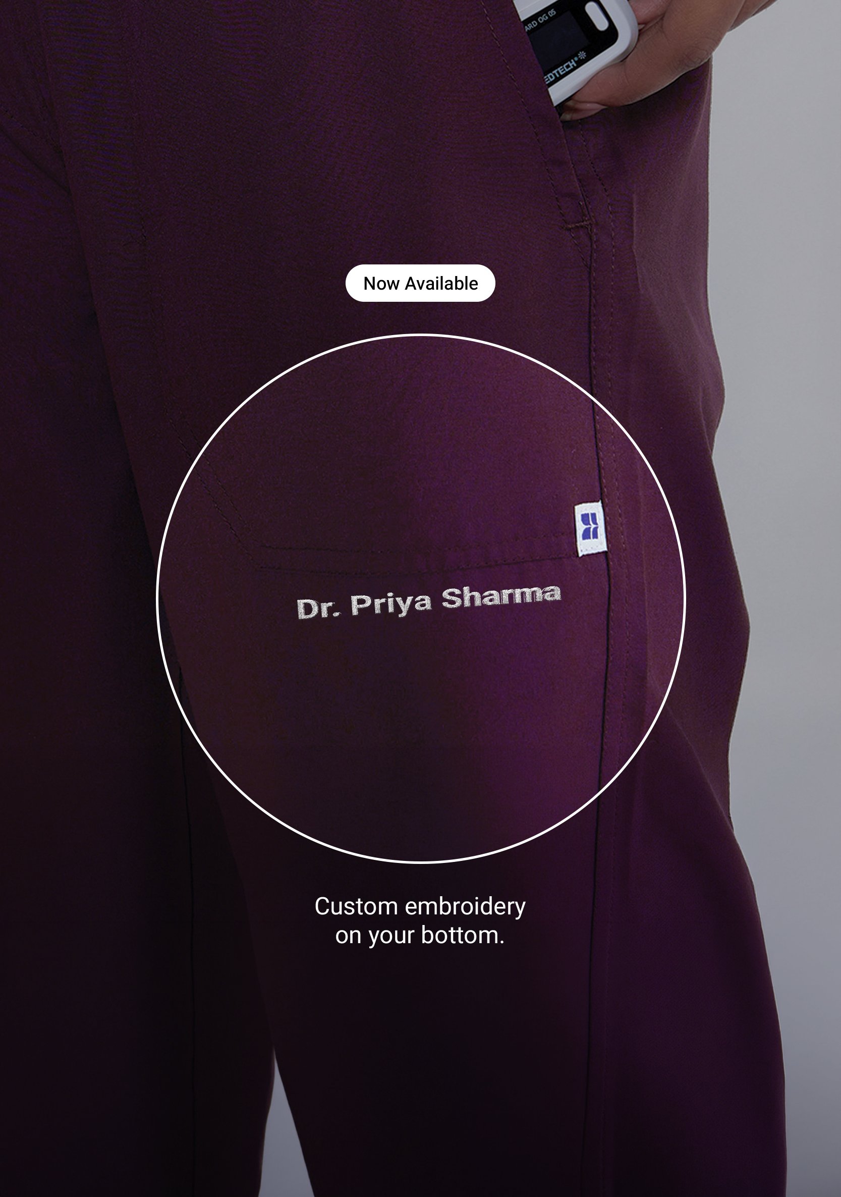 Classic Women's V-Neck (Wine) Plus Size Scrub