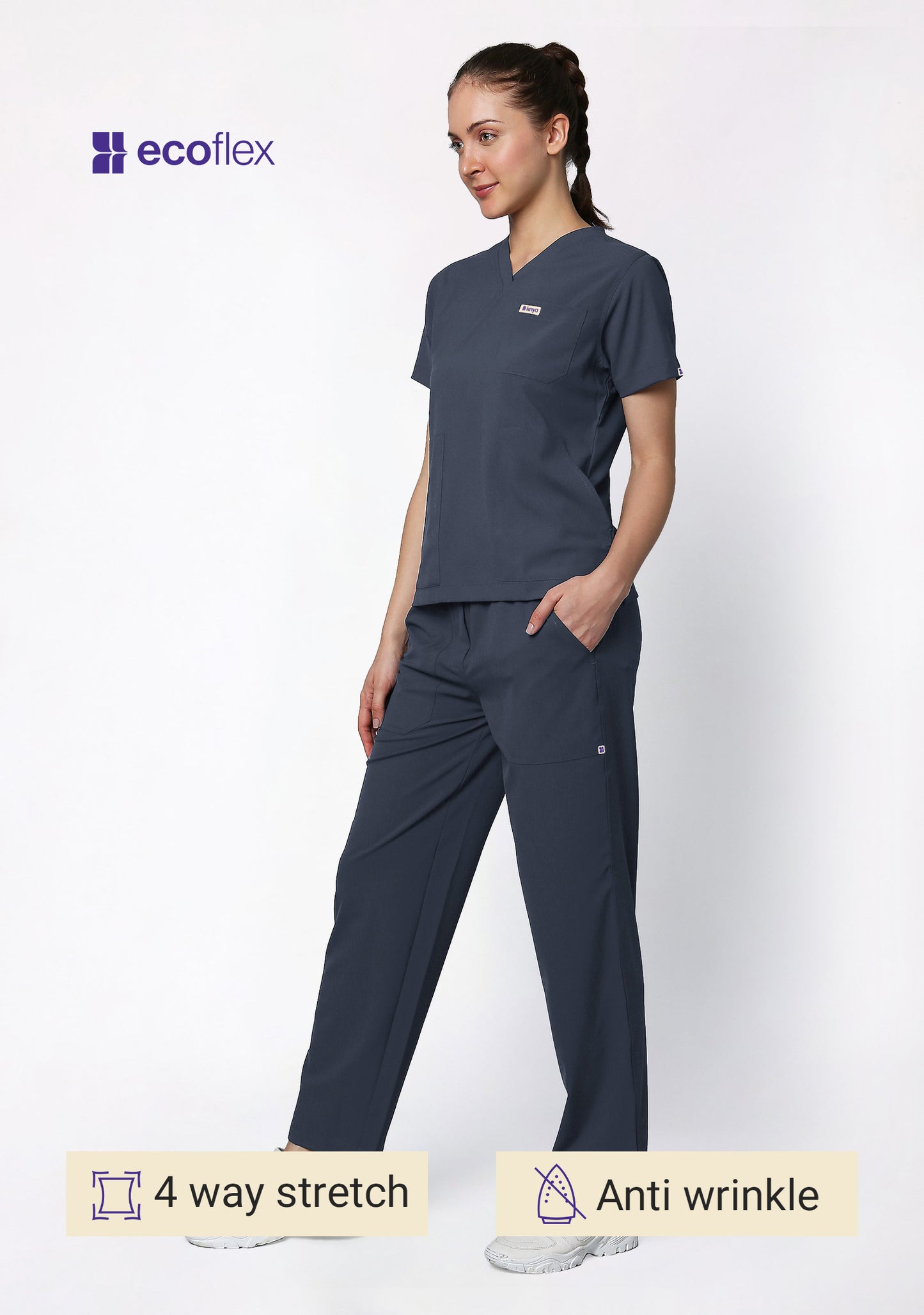 Ecoflex Women's V-Neck (Steel Grey) Scrub