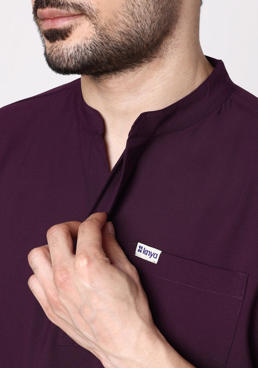 ecoflex™ Men's Mandarin Collar (Wine) Scrubs