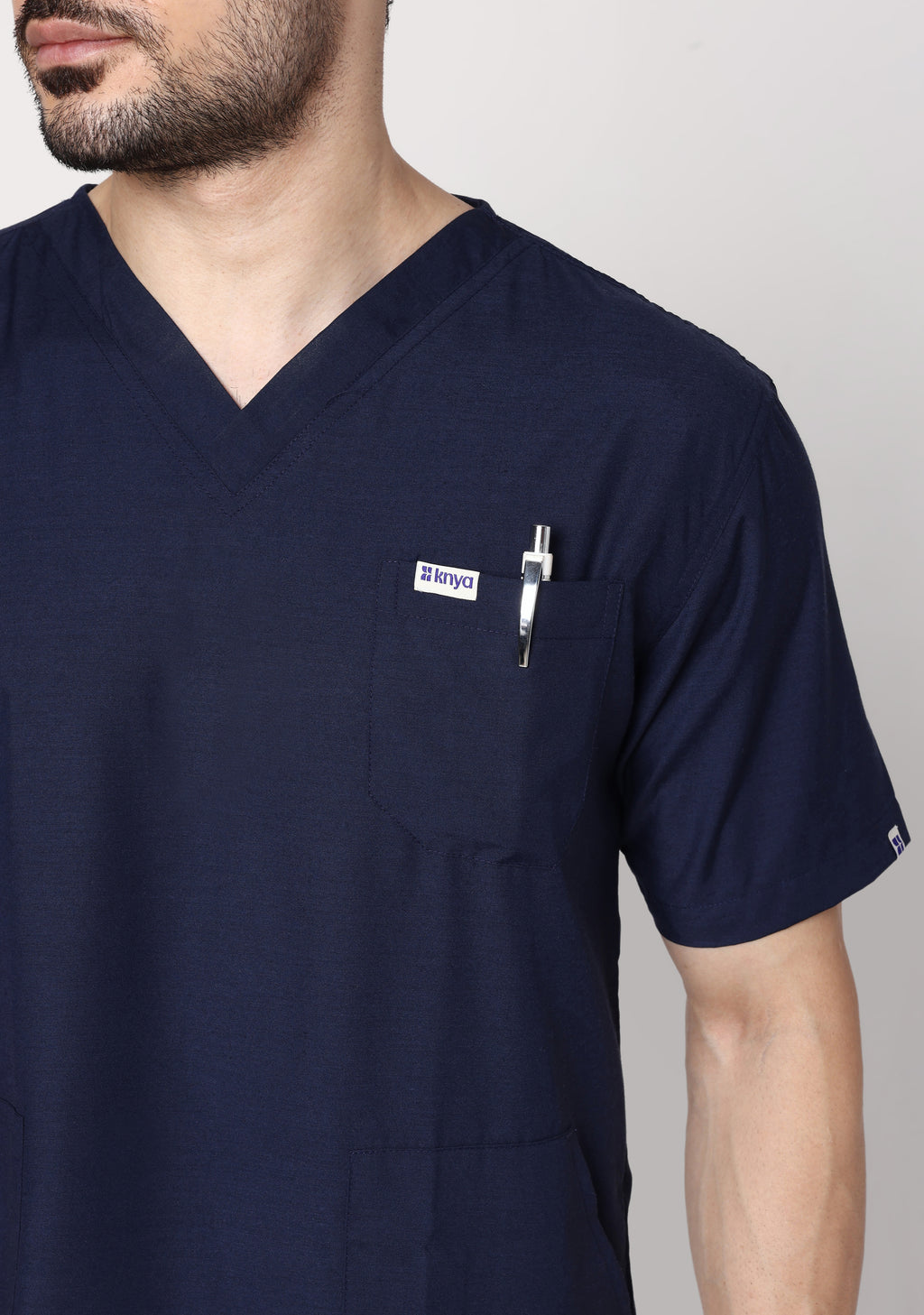 Classic Men's 3-Pocket (Navy) Scrub Top