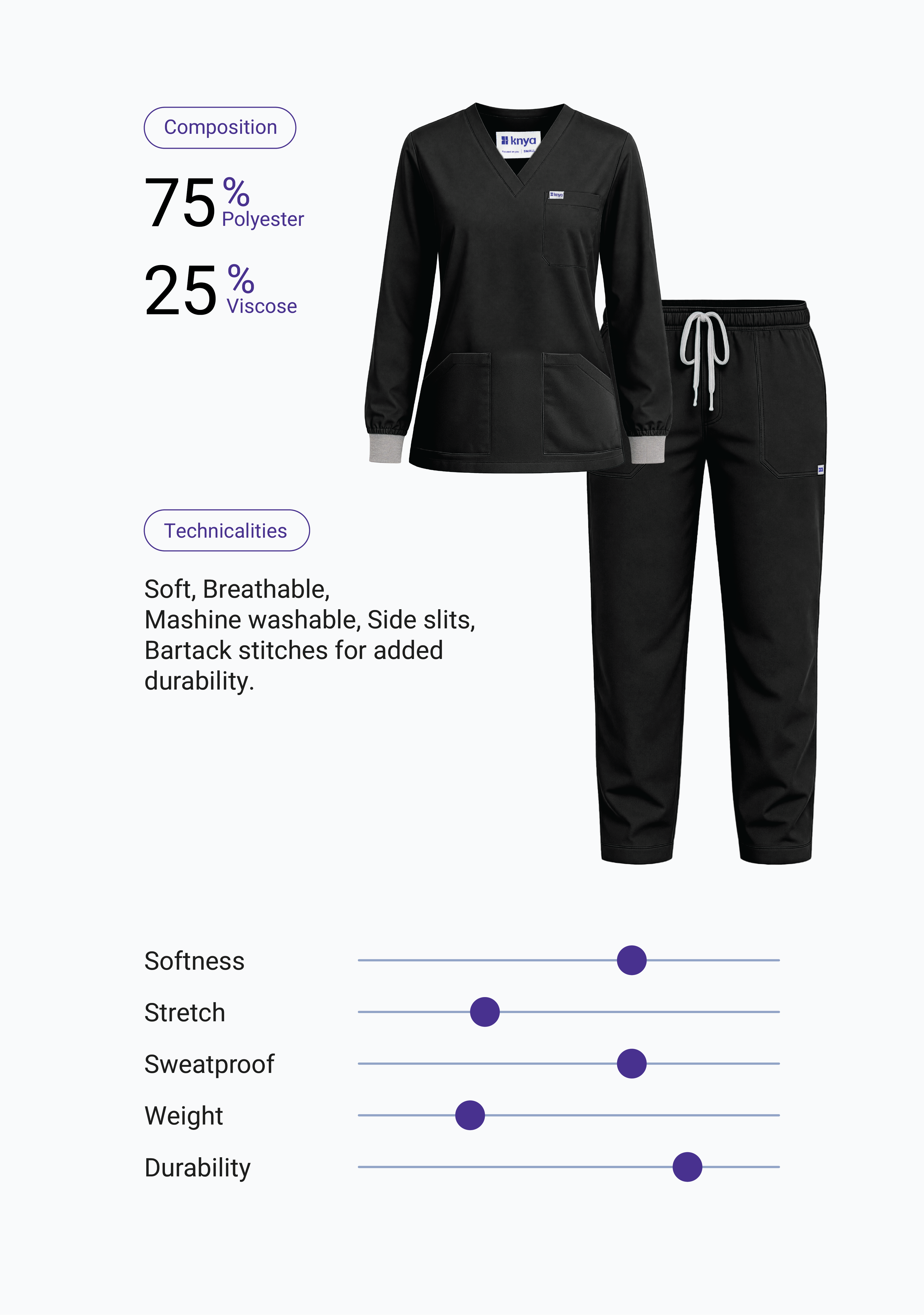 Classic Women's Longsleeves (Black) Scrub