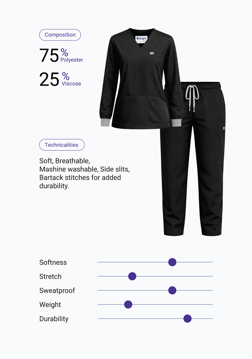 Classic Women's Longsleeves (Black) Scrub
