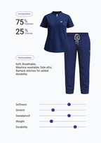 Classic Women's Mandarin Collar (Navy) Plus Size Scrub