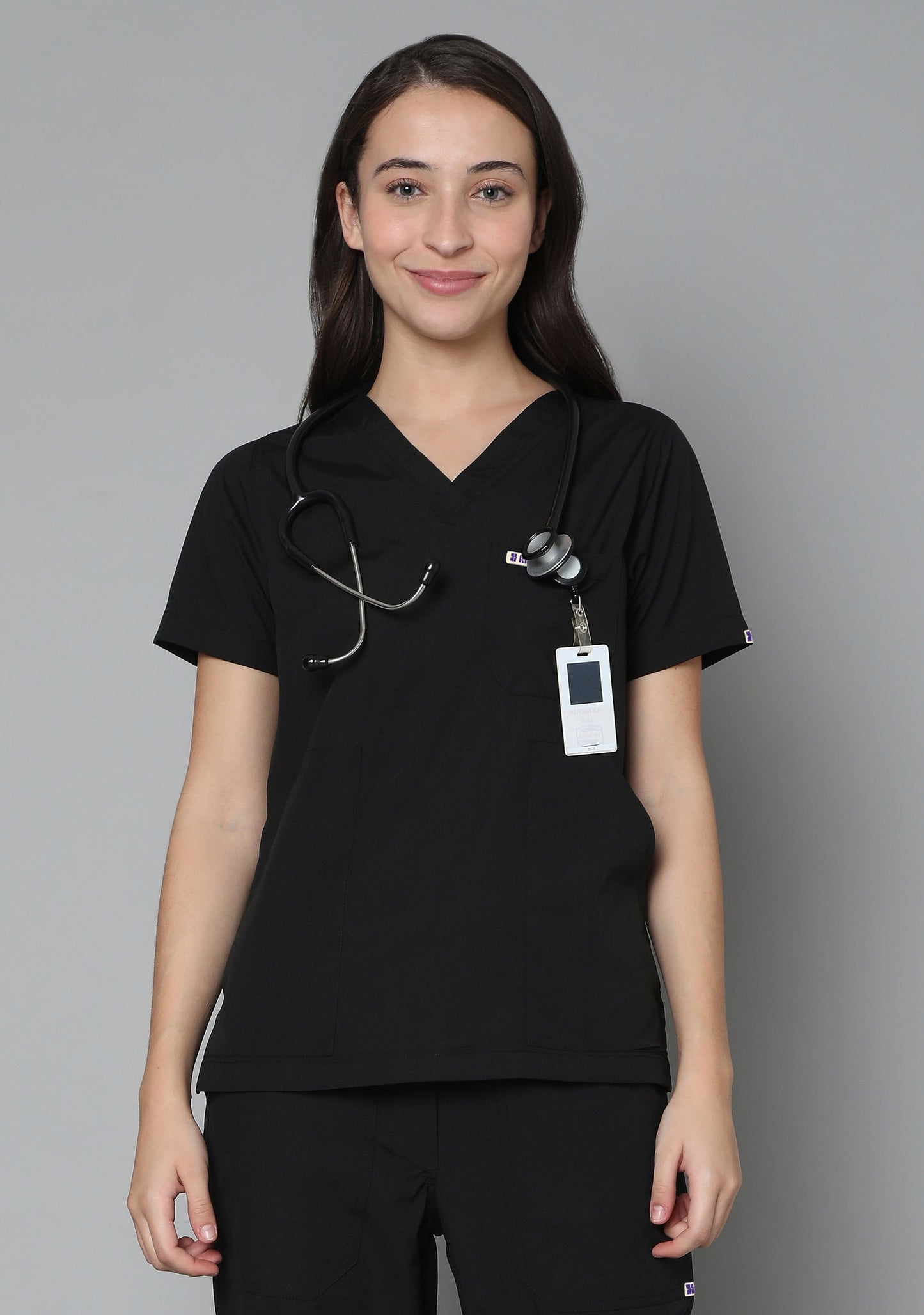 Classic Women's V-Neck (Black) Scrub