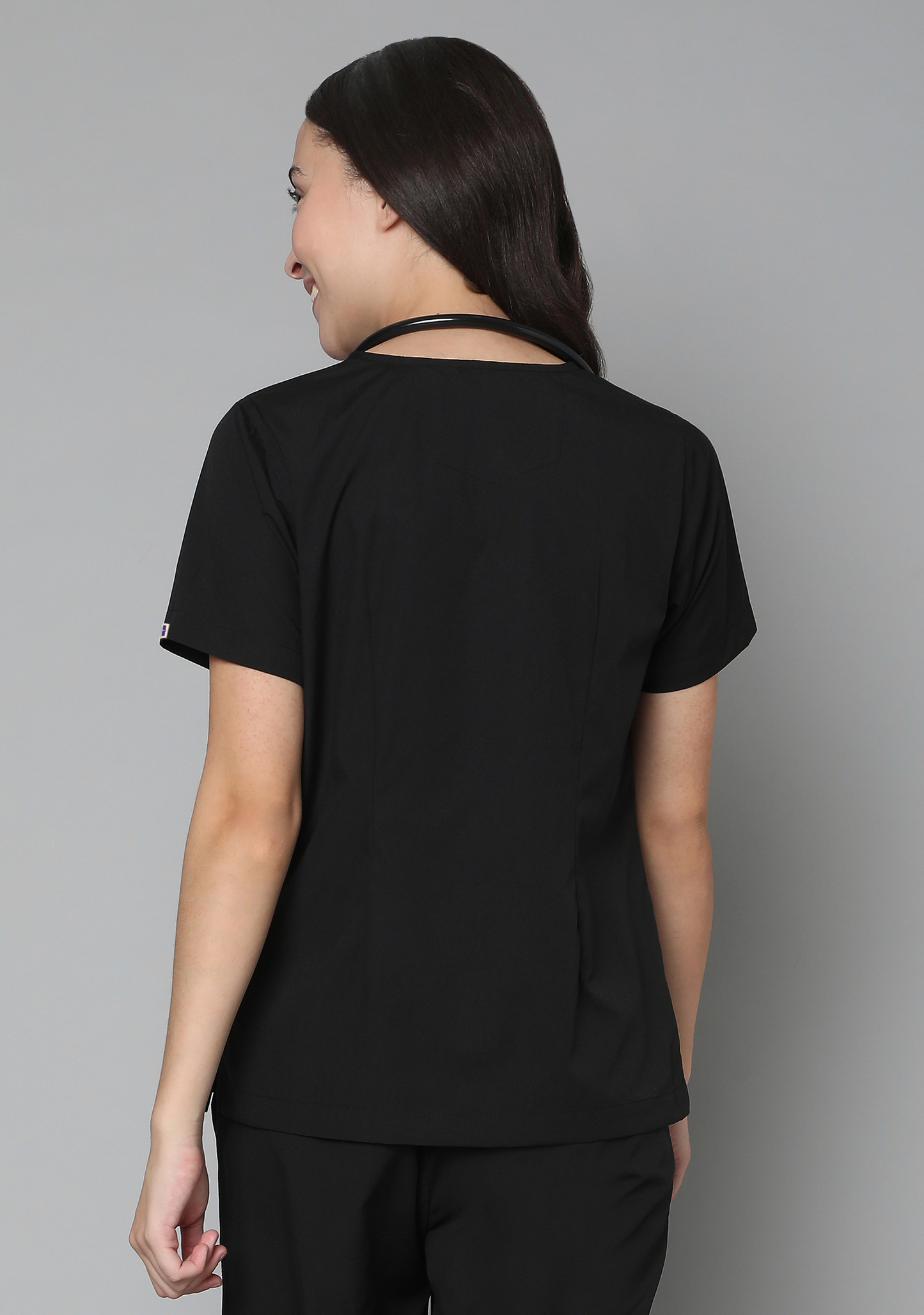 Classic Women's V-Neck (Black) Scrub