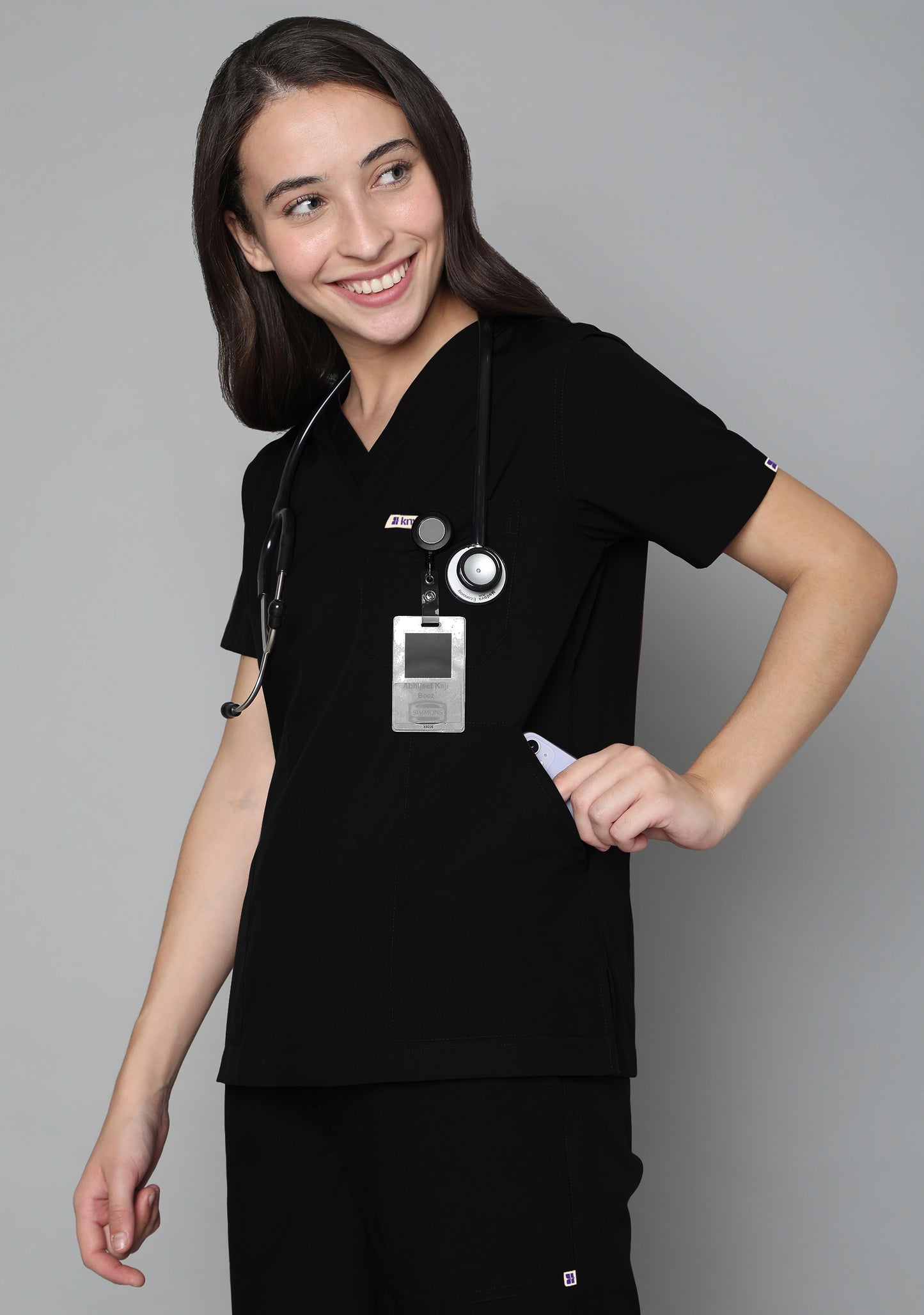 Classic Women's 5-Pocket (Black) Scrub