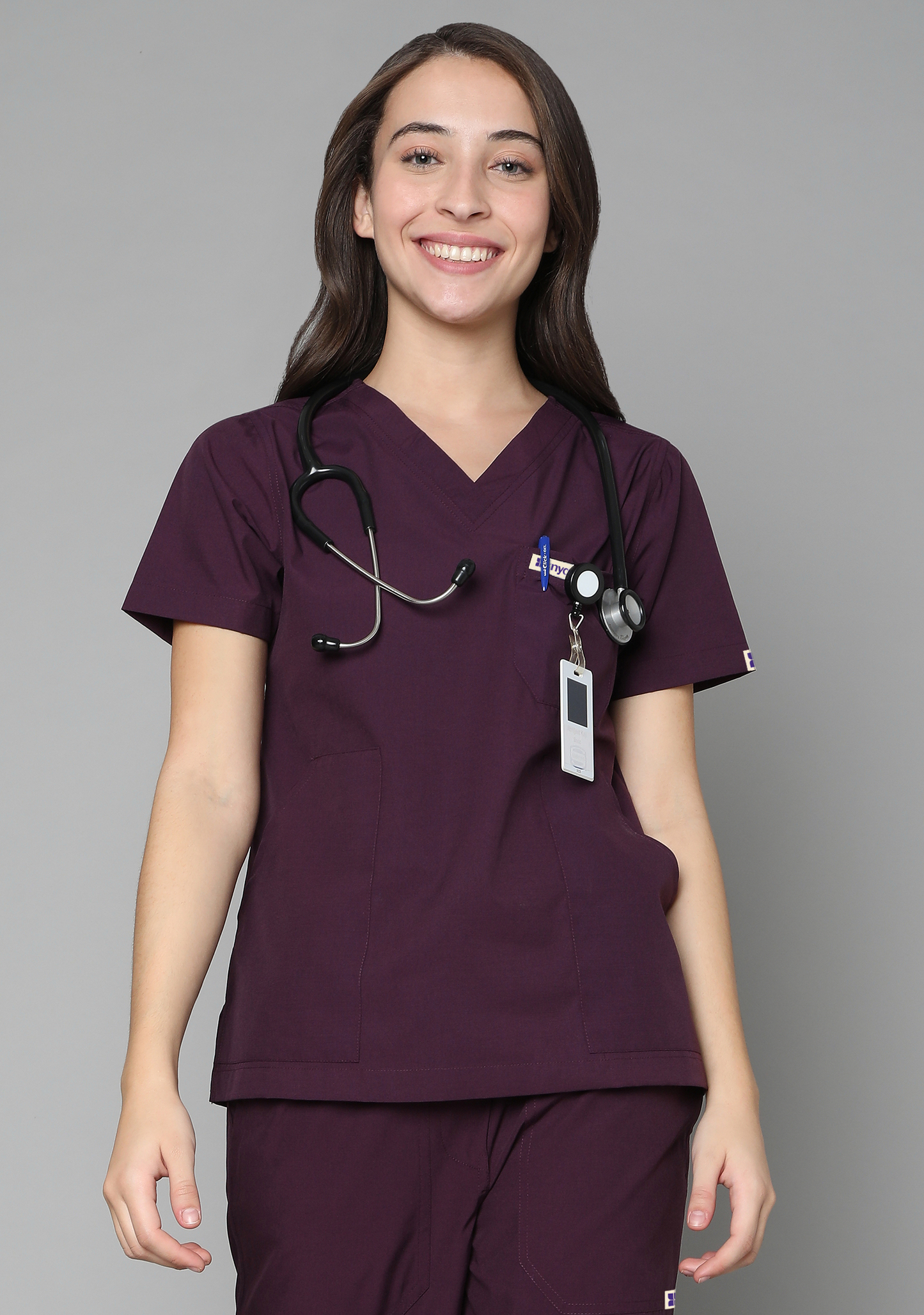 Classic Women's V-Neck (Wine) Scrub