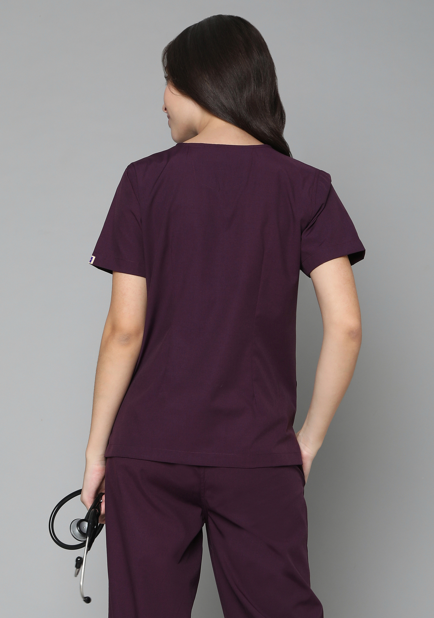 Classic Women's V-Neck (Wine) Plus Size Scrub