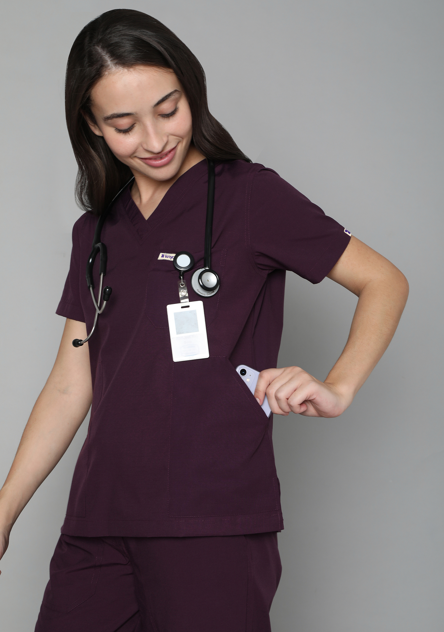 Classic Women's V-Neck (Wine) Scrub