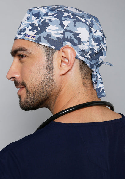 2 Packs Gourd Shaped Working Cap with Buttons Sweatband Marine Life Fish  Pattern Scrub Cap for Women Men