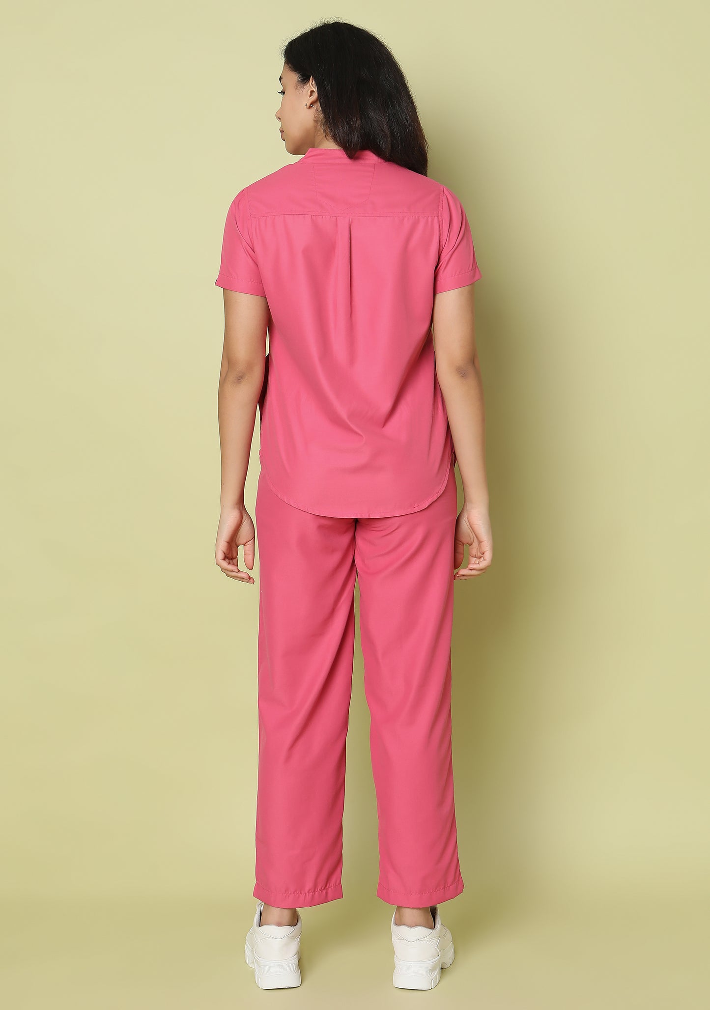 Classic Women's 5-Pocket Mandarin Collar (Hot Pink) Scrub