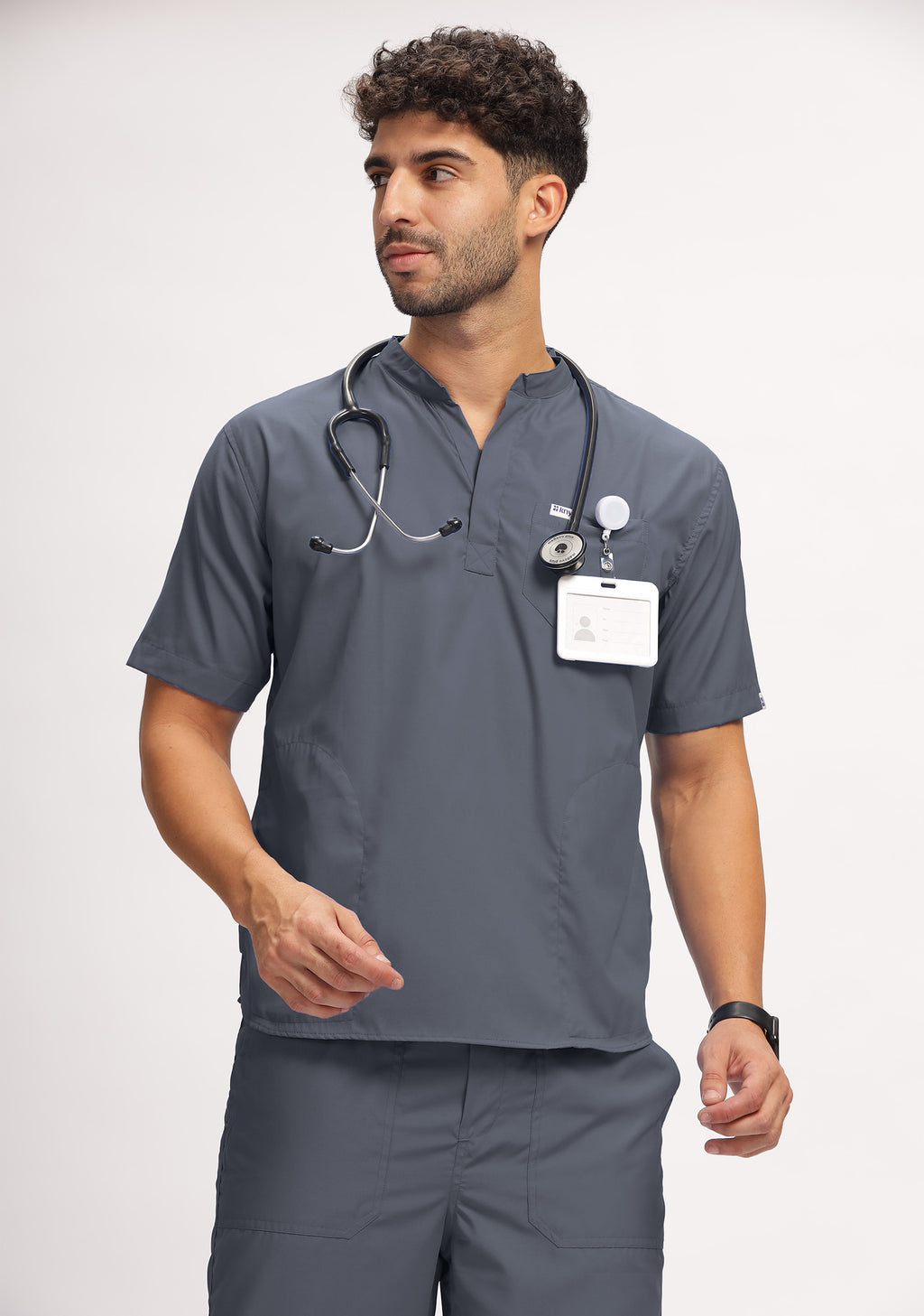 Grey Scrub Tech Buy Classic Men's 5-Pocket Mandarin Collar (Heather Grey) Scrub Online ...