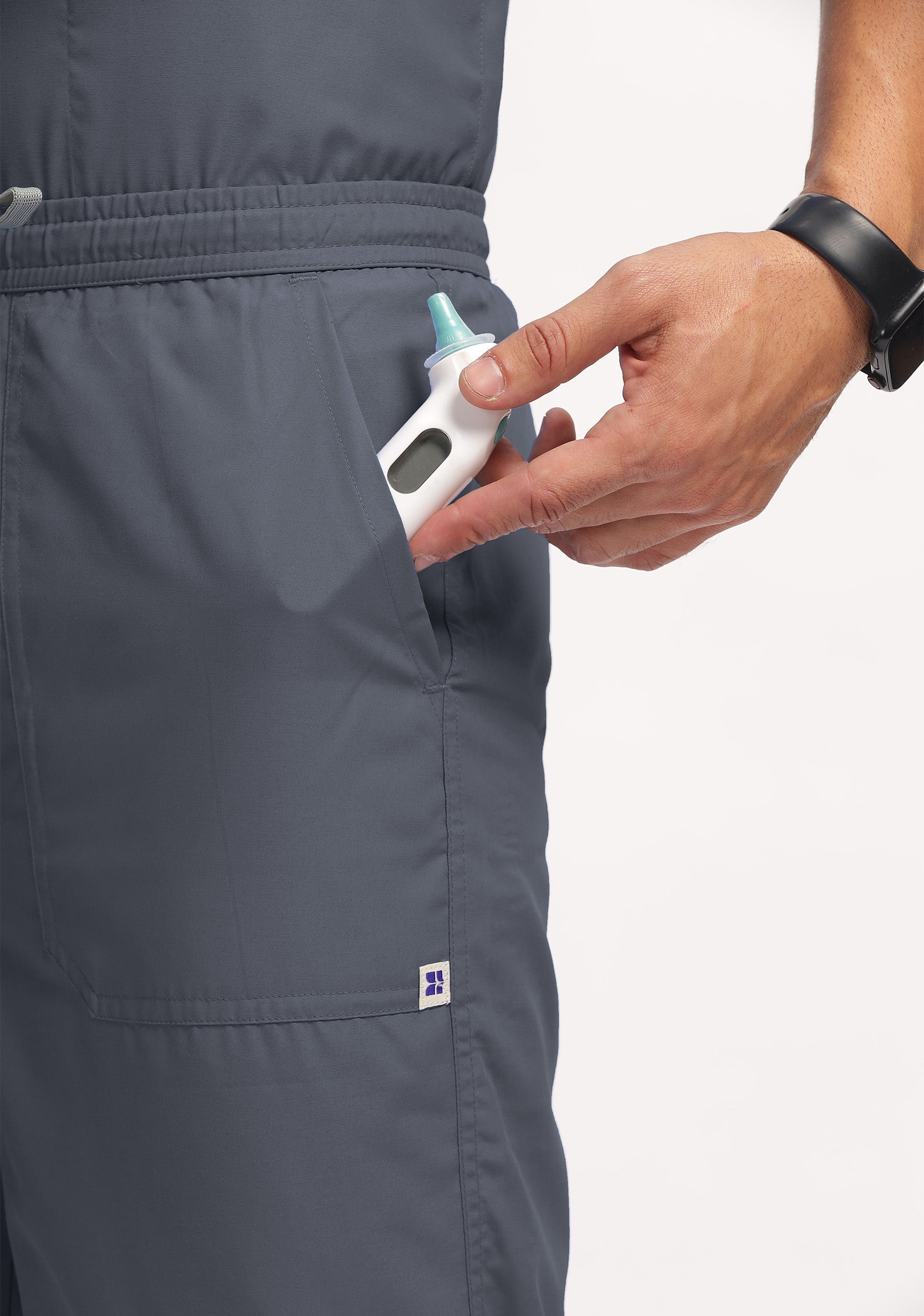 Classic Men's Mandarin Collar (Heather Grey) Plus Size Scrub