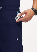 Classic Men's Mandarin Collar (Navy) Plus Size Scrub