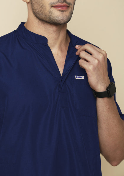 Classic Men's 5-Pocket Mandarin Collar (Navy Blue) Scrub
