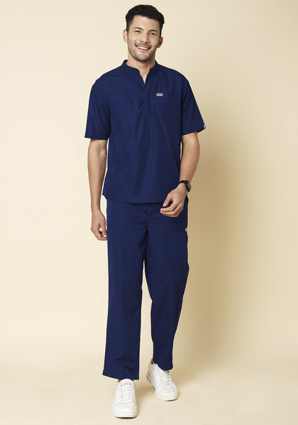 Classic Men's 5-Pocket Mandarin Collar (Navy Blue) Scrub
