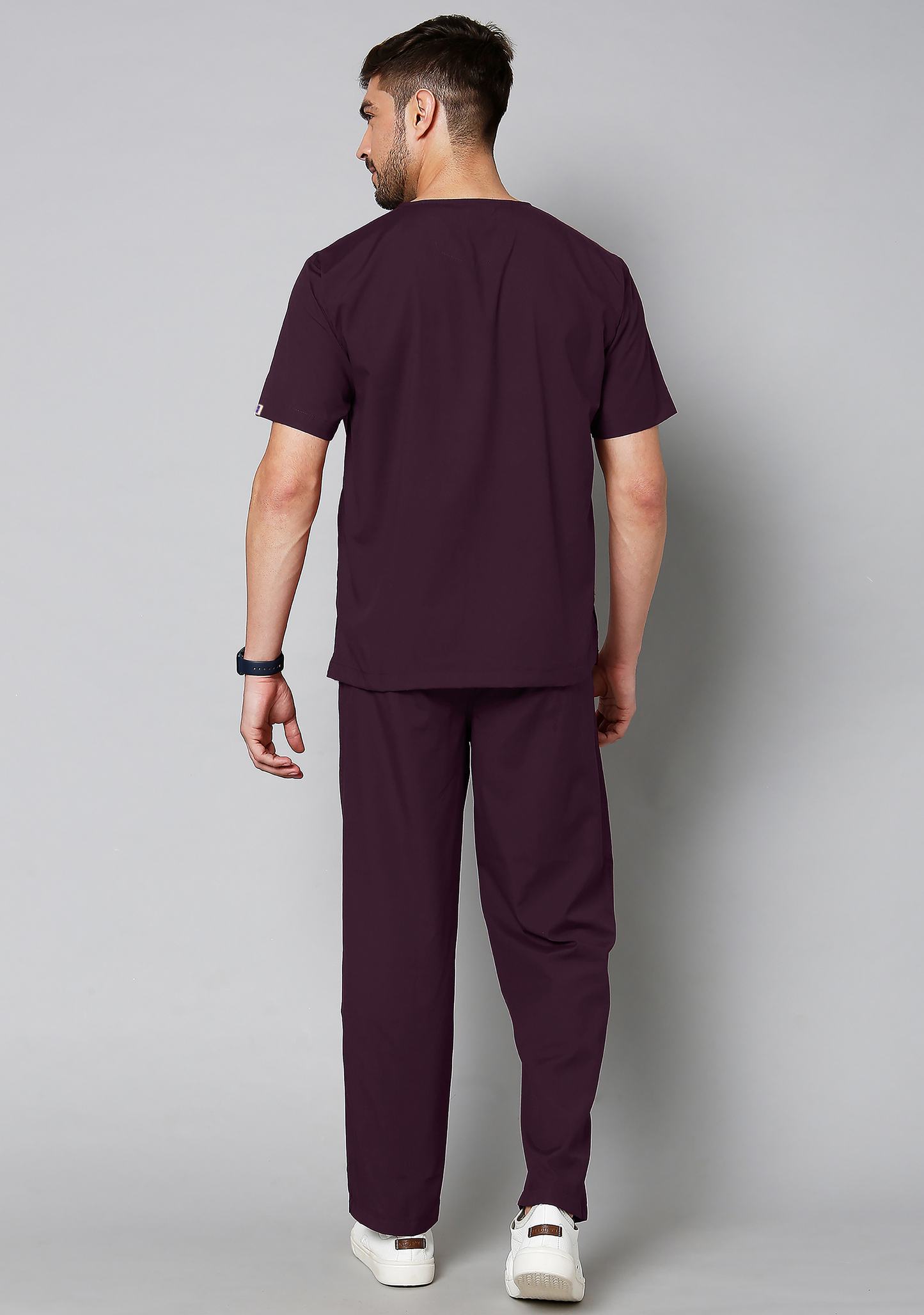 Classic Men's V-Neck (Wine) Plus Size Scrub