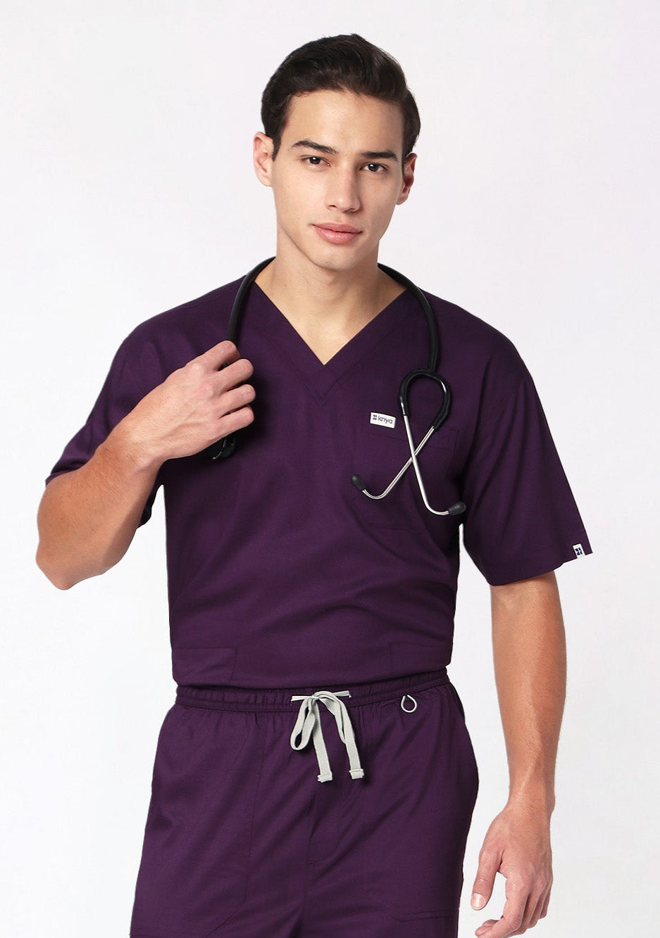 ecoflex Lite Men's 3-Pocket (Wine) Scrub Top