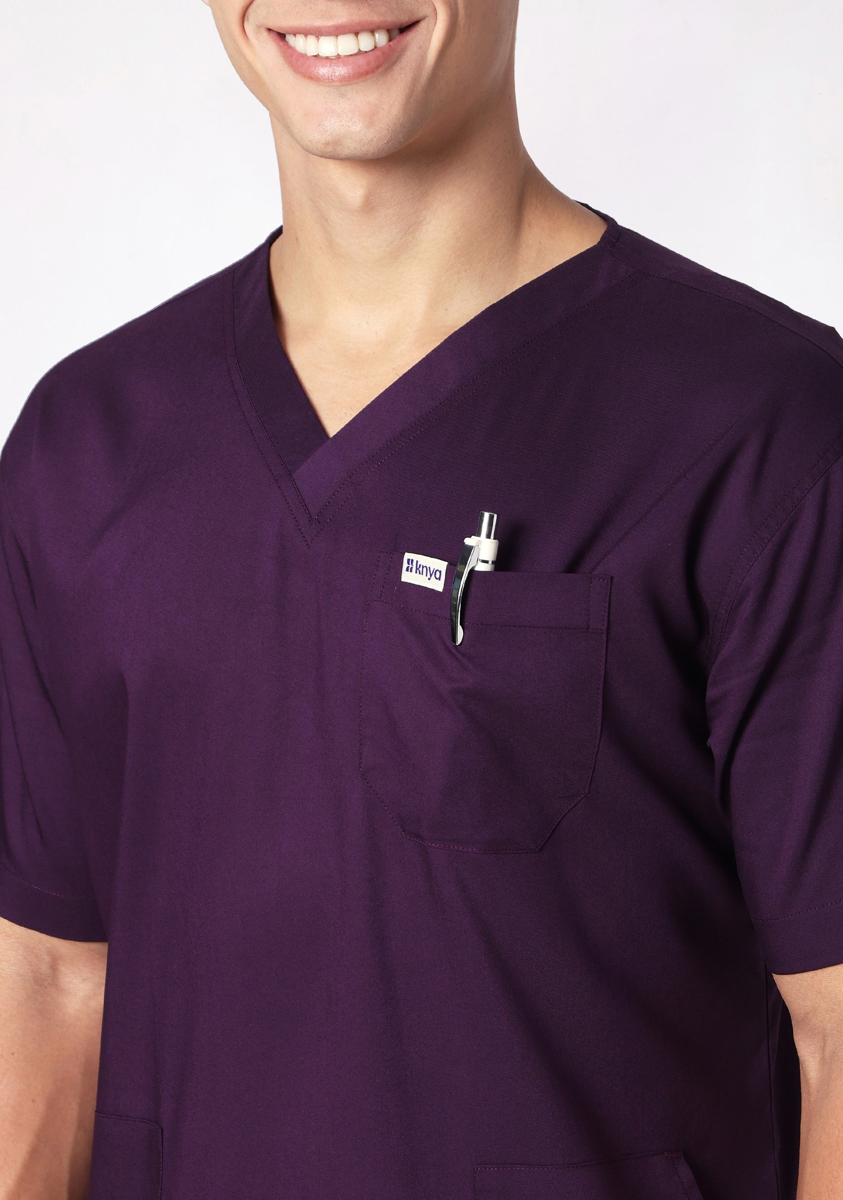 ecoflex Lite Men's 3-Pocket (Wine) Scrub Top