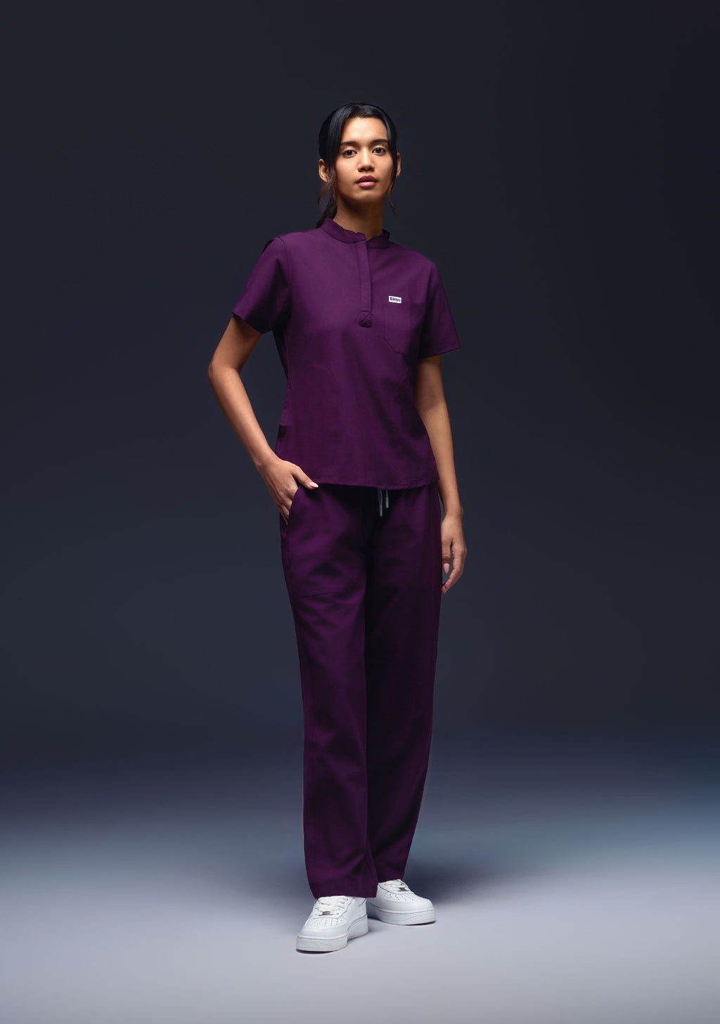 ecoflex™ Women's Mandarin Collar (Wine) Scrubs