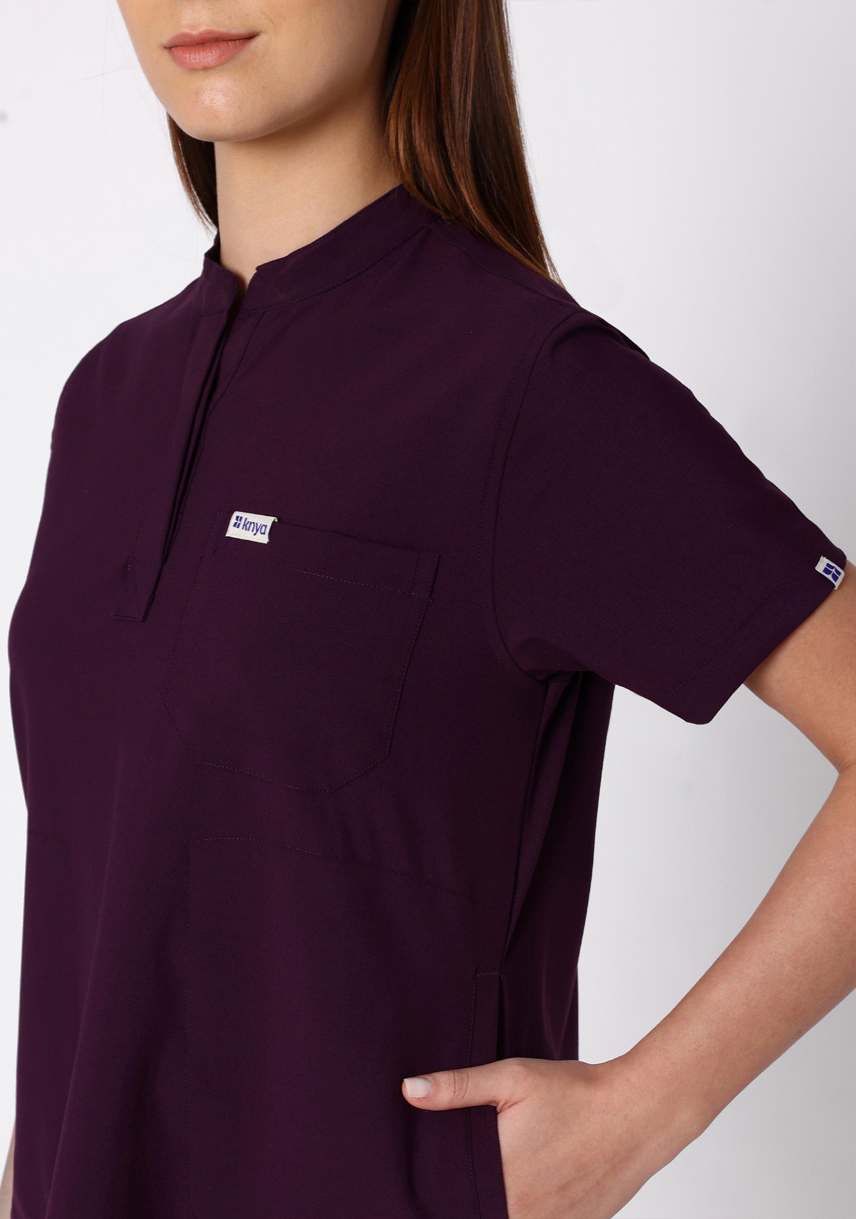 ecoflex™ Women's Mandarin Collar (Wine) Plus Size Scrubs