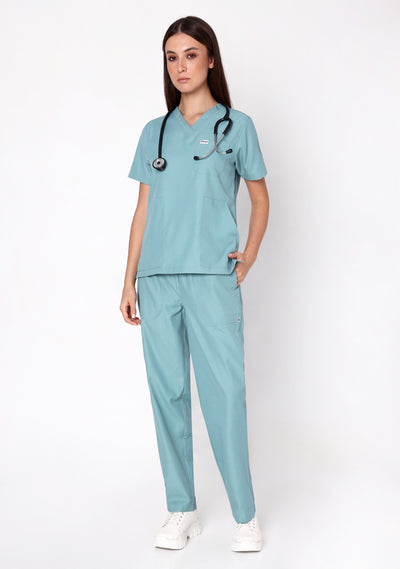 Classic Women's 3-Pocket (Eucalyptus) Scrub Top