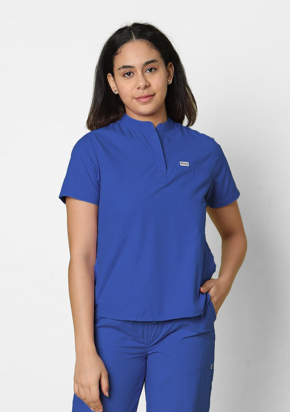 Classic Women's 3-Pocket Mandarin Collar (Galaxy Blue) Scrub Top