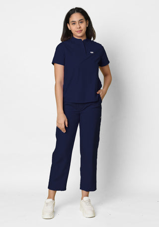 Classic Women's Mandarin Collar (Navy) Scrub