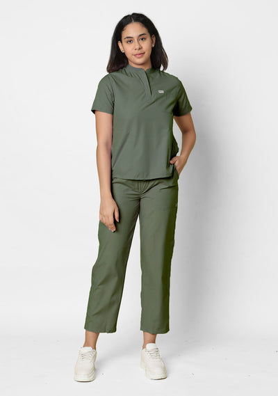 Classic Women's Mandarin Collar (Olive) Scrub