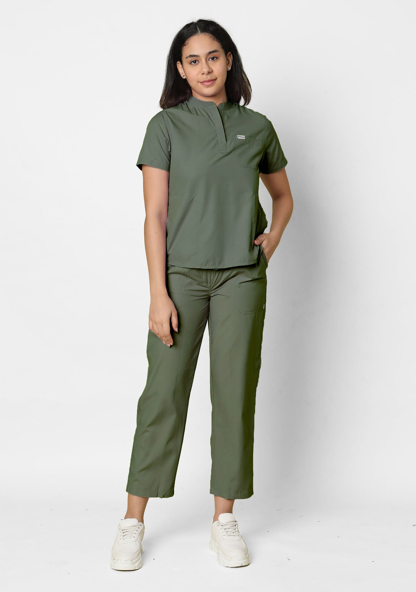 Classic Women's Mandarin Collar (Olive) Scrub