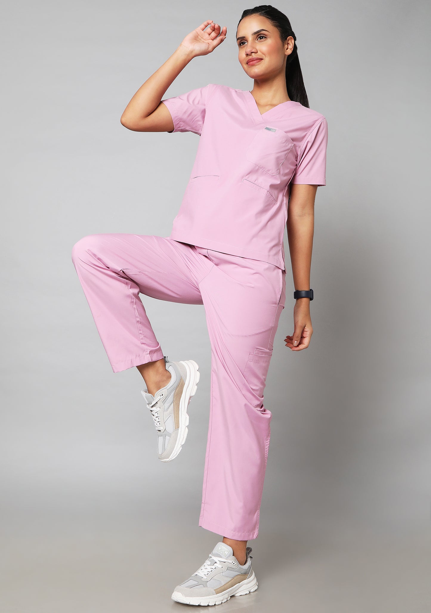 Classic Women's 10 Pocket (Dusty Pink) Scrub
