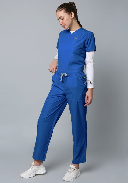 Buy Women 5-Pocket Polyester Navy Blue Scrub Suits